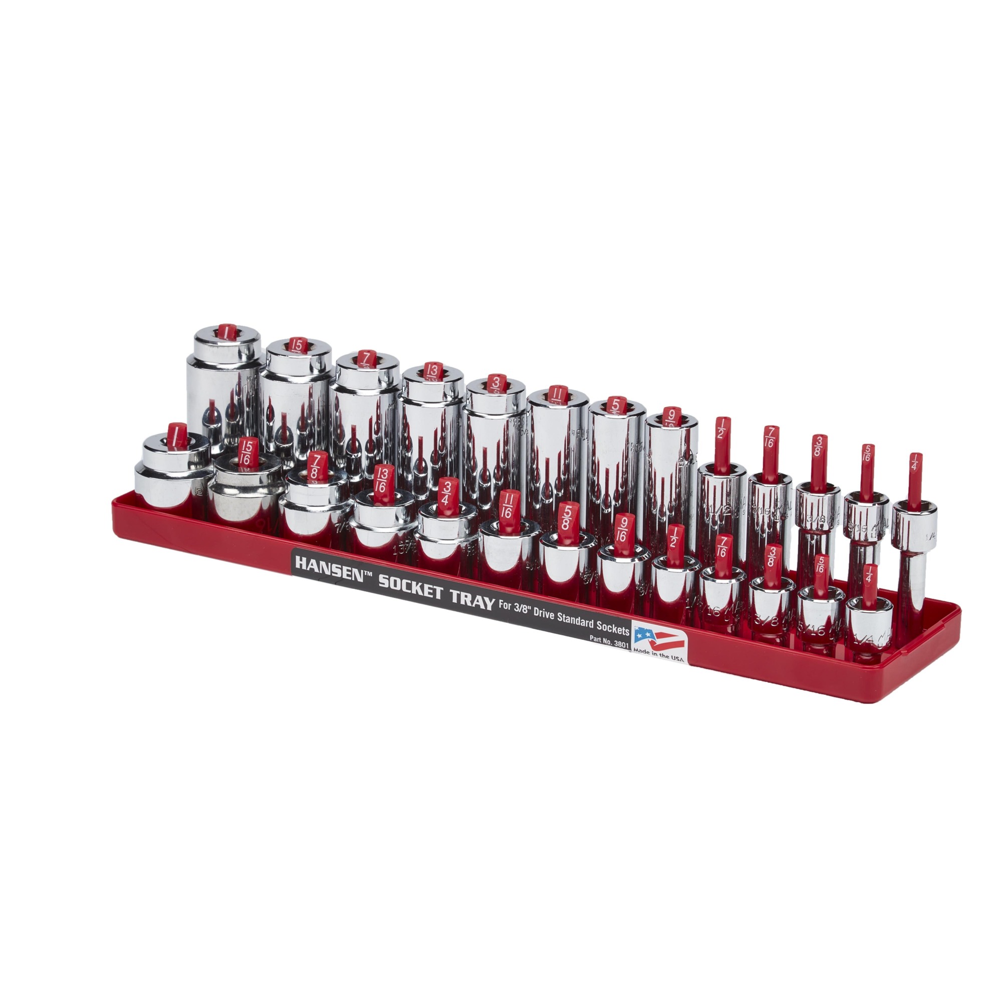 Hansen Global Regular and Deep Socket Tray, 3/8in. Standard
